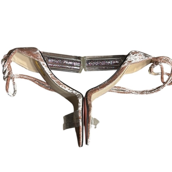 Qupid pink crushed velvet 4” square glitter heels. Clear ,sheer at toes,EC ,box - Picture 12 of 12